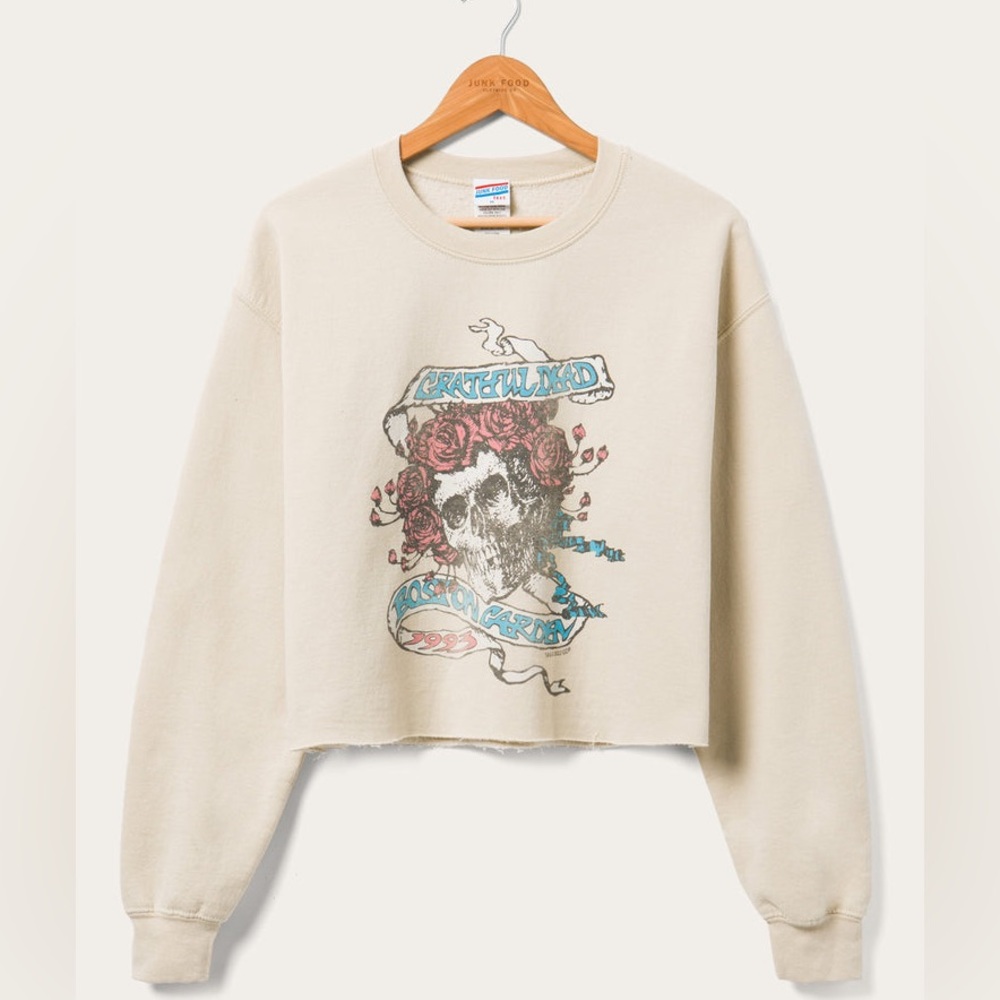 JUNK FOOD GRATEFUL DEAD BOSTON GARDEN FLEA MARKET FLEECE CROP, SZ XXL